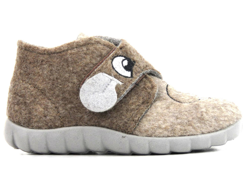 Teplé papuče, dětské boty s pejskem - BEFADO 526P119, hnědé