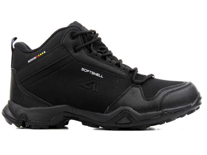 Pánské vysoké trekingové kalhoty z tkaniny SoftShell - AMERICAN CLUB WT63/21(22), černé