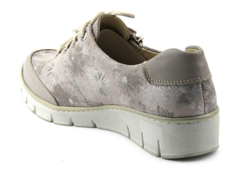 Pohodlná dámská obuv s květinovým svrškem - Helios Komfort 334, šedá