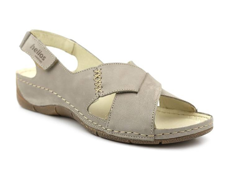 Dámské kožené sandály - HELIOS Komfort 229-1, šedé