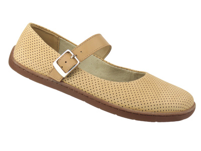 Barefoot kožené minimalistické dámské polobotky Nika Komfort 1445, béžové