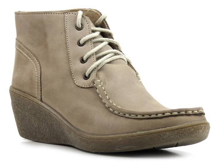 Kožené dámské kozačky na klínku - HELIOS KOMFORT 629-2, béžová