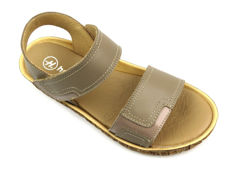 Dámské kožené sandály na platformě - HELIOS Comfort 133, kapučínové