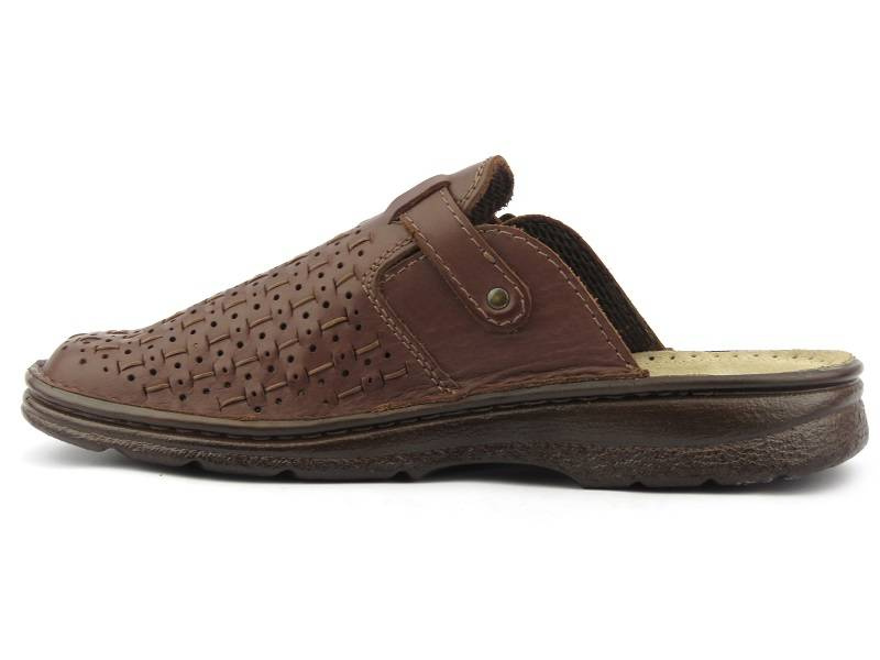 Pánské žabky s ažurem, nastavitelný svršek - HELIOS Komfort 807, hnědá 2