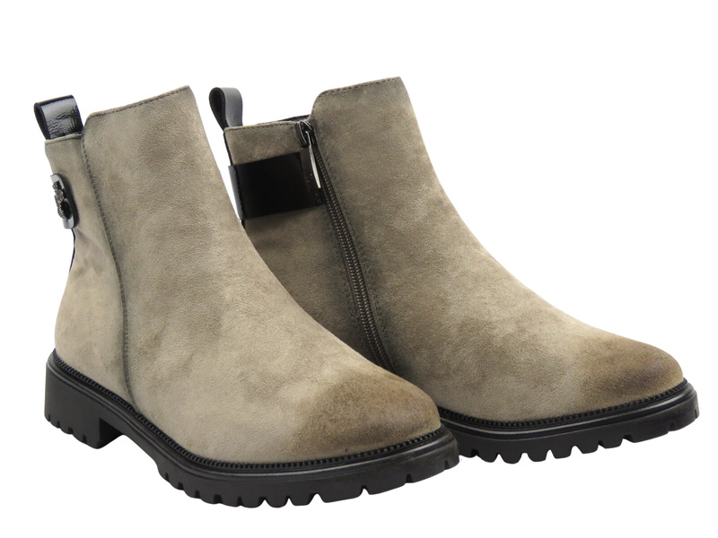 ZATEPLENÉ DÁMSKÉ KOTNÍKOVÉ BOTY KHAKI Potocki 25-19314