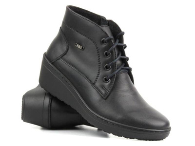 Dámské kožené kotníkové boty - HELIOS Komfort 554, černé