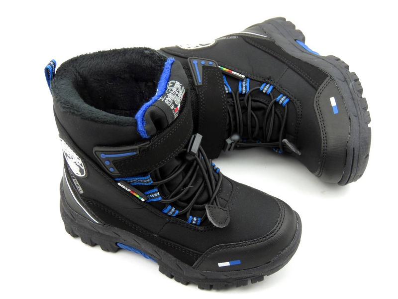 Dětské softshellové sněhule - AMERICAN CLUB HL 27/21(22), černá s modrou