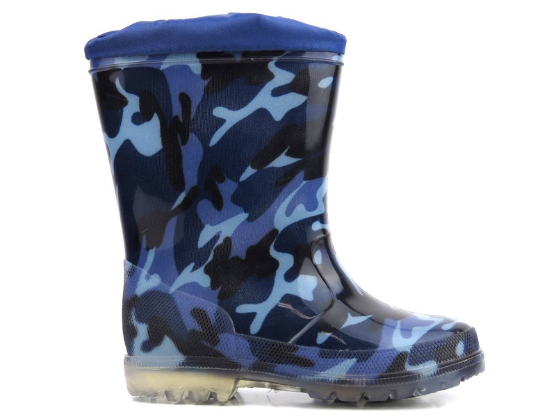 Vysoké dětské camo holínky - WOJTYŁKO 4321G, tmavě modrá