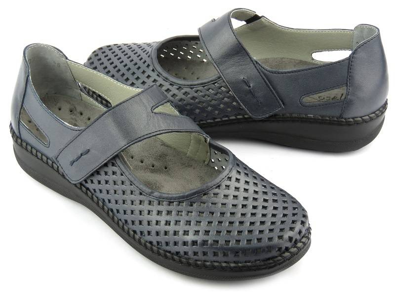 Dámské prolamované boty s vyšší šířkou - Axel 1879/9879, tmavě modrá