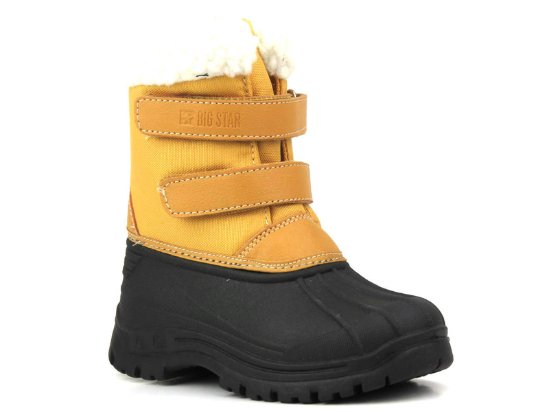 Dětské sněhule zateplené ovčí kůží - BIG STAR KK374237, hnědé a černé