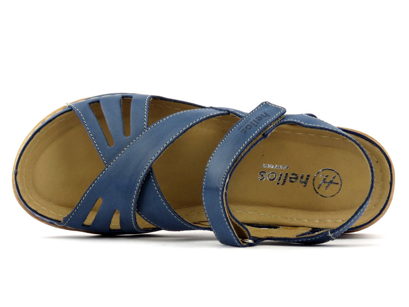 Dámské sandály s dřevěnou podrážkou - HELIOS Komfort 256, tmavě modrá