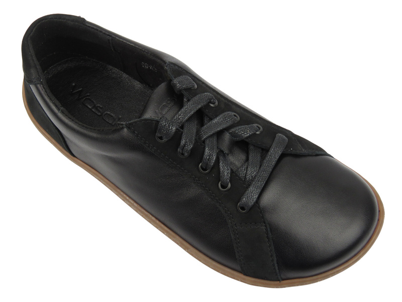 Barefoot kožené minimalistické černé dámské polobotky Wasak 0743 ve šířce H