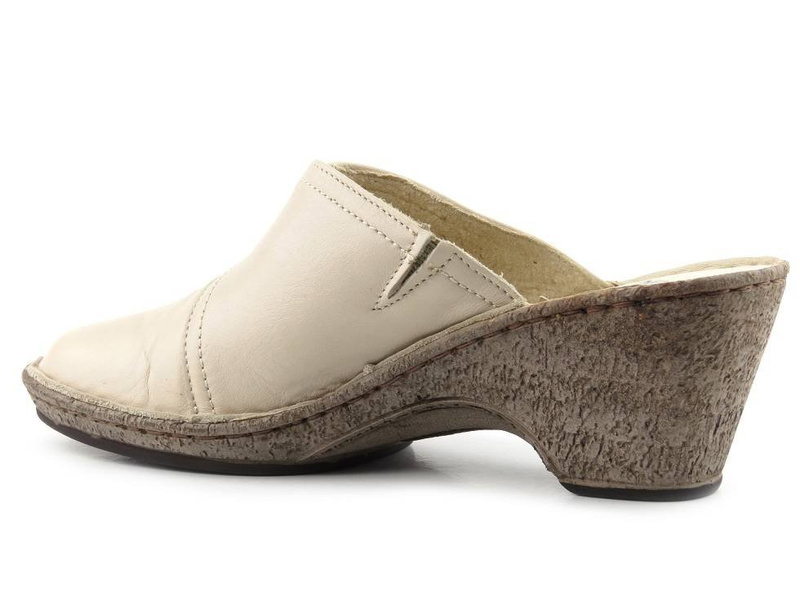 Dámské kožené pantofle na vysokém podpatku Helios 731