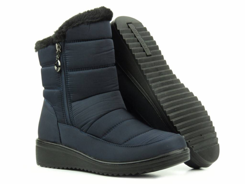 Dámské sněhule zateplené kožíškem - NOVINKA 22SN26-5065, tmavě modrá
