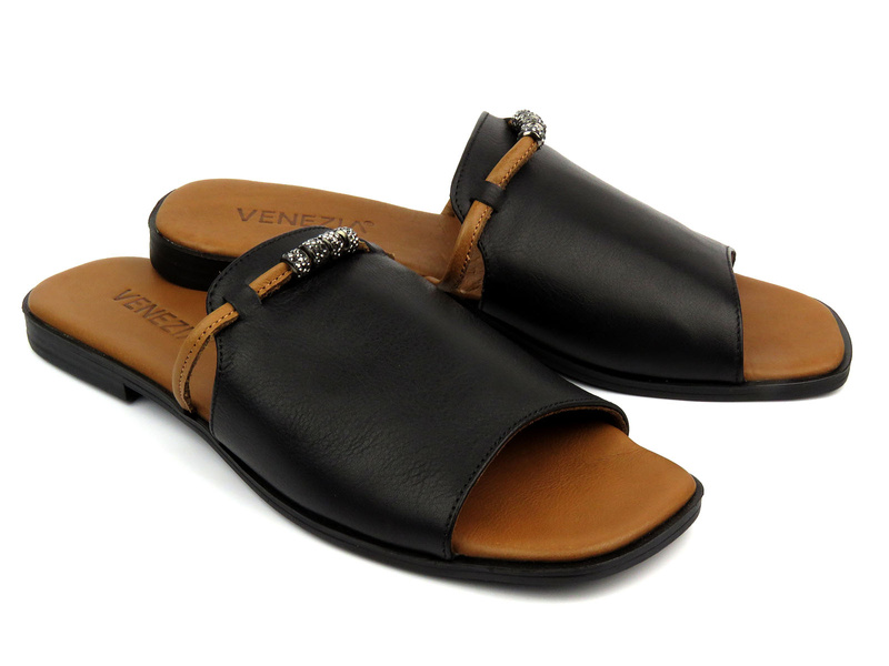 Dámské kožené žabky s plochou podrážkou - VENEZIA LUBE 334116, zlatá