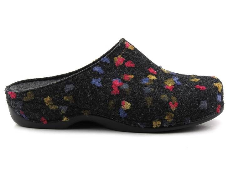 Dámské plstěné pantofle s květinami - BERKEMANN 01028-914 Donata, grafit