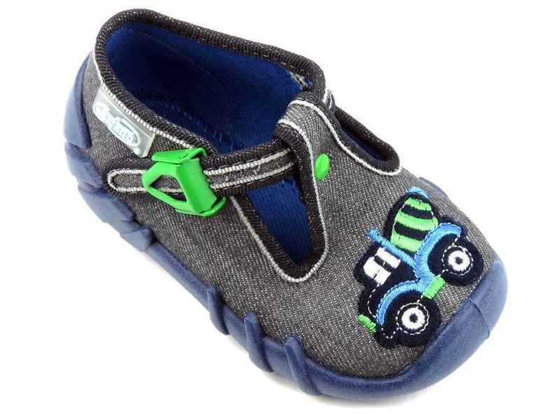 Dětské pantofle, chlapecké boty Befado 110P407, šedé s míchačkou na beton