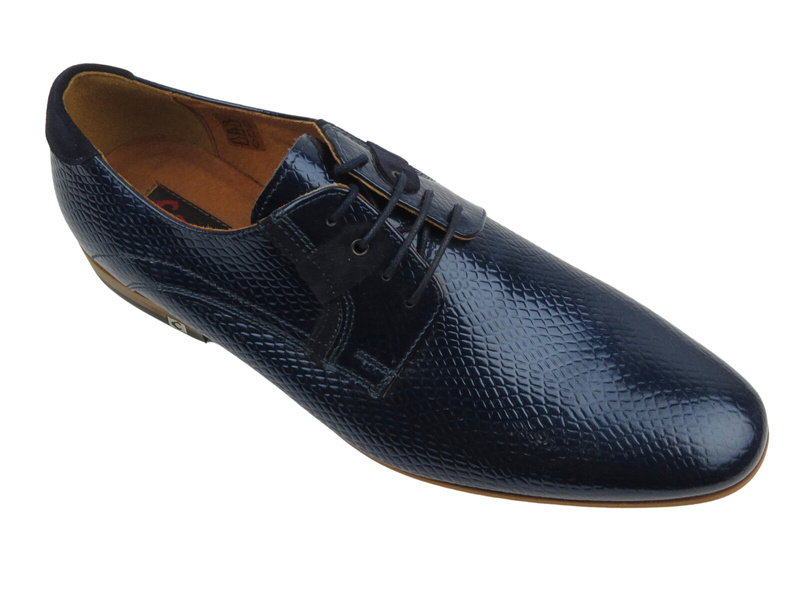 Kožená pánská společenská obuv - CONHPOL 4934, tmavě modrá