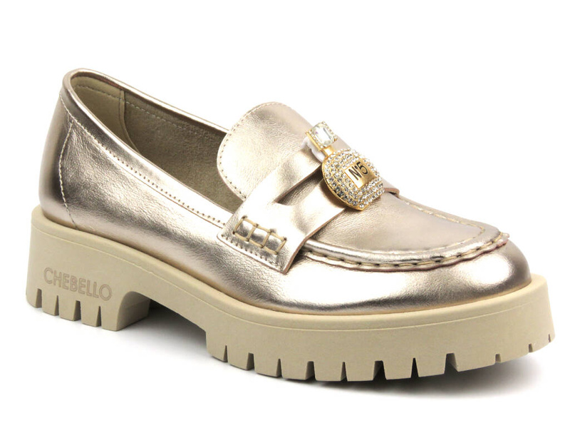 Dámské boty a mokasíny s drážkovanou podrážkou - CheBello 4291, zlatá