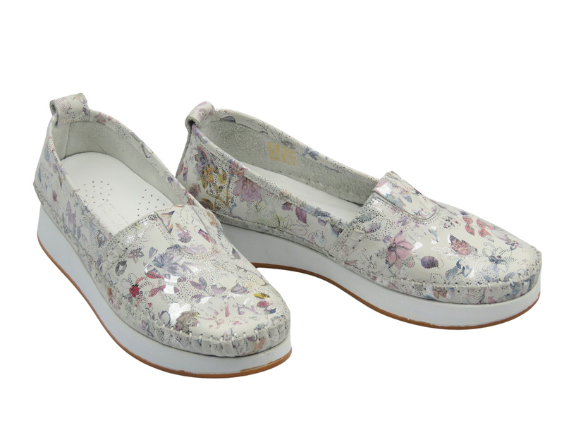 Dámské mokasíny z přírodní kůže, vícebarevné, VENEZIA E124NUWHOMB029