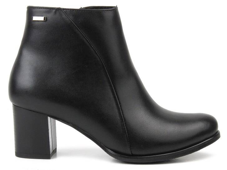 Kotníkové boty na vysokém podpatku z přírodní kůže - AGXBUT 600, černé