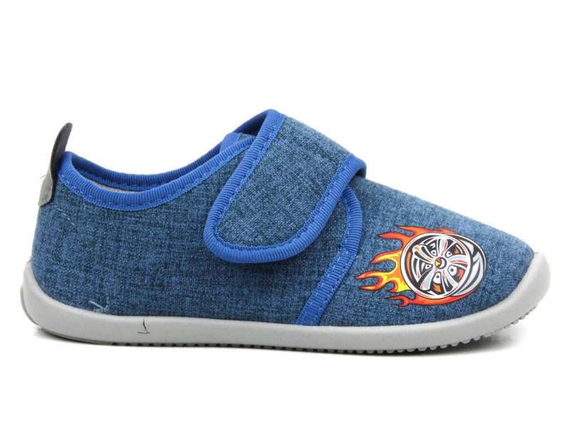 Teplé pantofle, dětské boty na suchý zip - BEFADO 902Y019, tmavě modrá