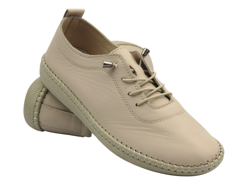 Kožené dámské polobotky ve sportovním stylu světle šedé Nika Komfort H2023