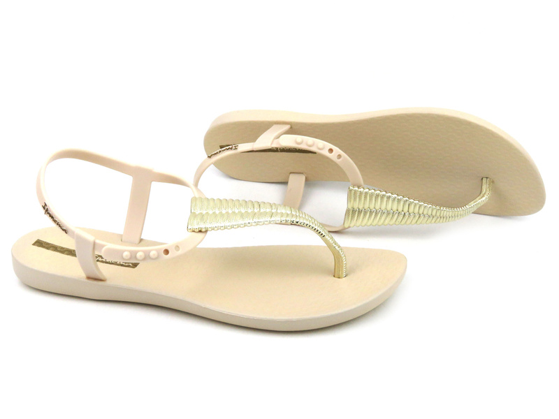 Dámské sandály se zlatým zdobením - Ipanema 82862, béžová a zlatá