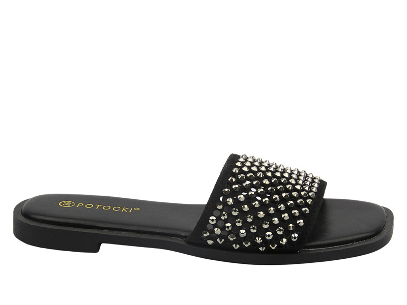 Dámské pantofle s cvočky černé Potocki 25-21369