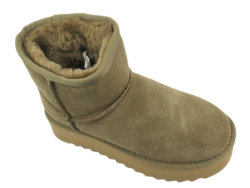 Dámské kožené sněhule na platformě Sokolski Z24-531 Brown Slip-on