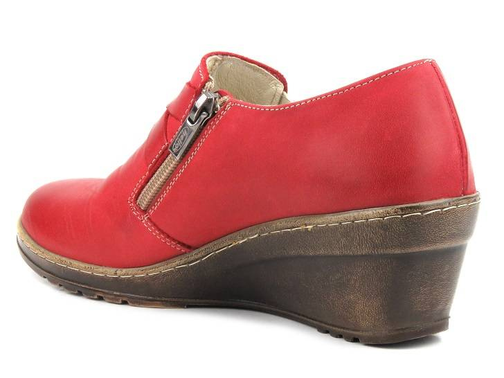 Kožené dámské boty na klínku HELIOS KOMFORT 664, červené