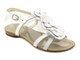 Dámské kožené sandály s květinami - Kim (Lorento Pucci) F38, bílé