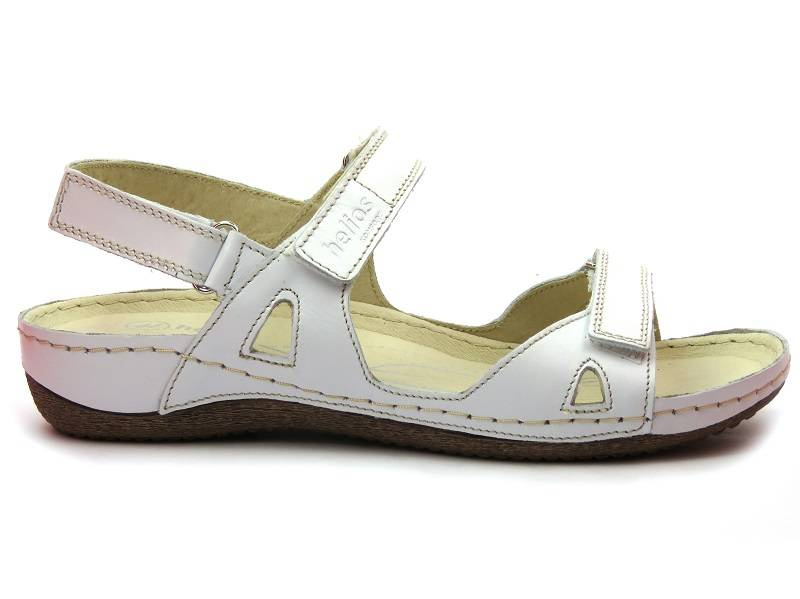 Dámské sportovní sandály se třemi pásky na suchý zip - HELIOS Komfort 205, bílé