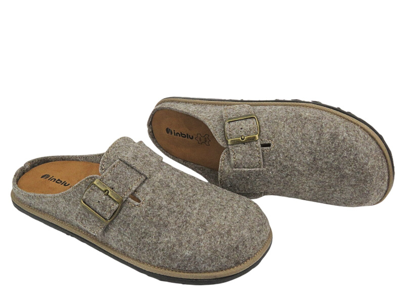 Pánské pantofle s koženou stélkou - INBLU 155M023, hnědé