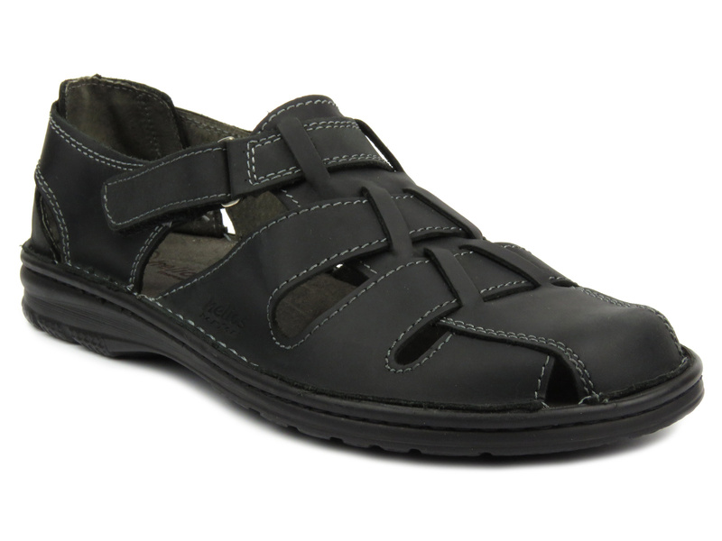 Pánské kožené sandály polské výroby - Helios Komfort 825, černé