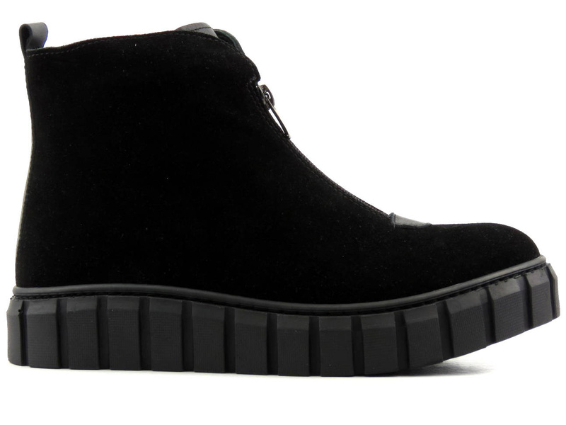 Semišové ploché kotníkové boty se zipem - VENEZIA 0226657, černé