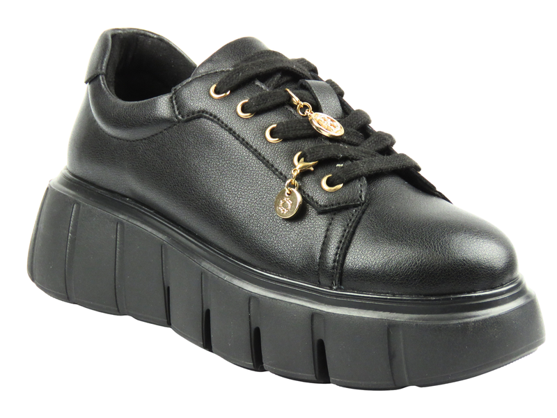 Dámské kožené tenisky Cambell 25-19375, černé