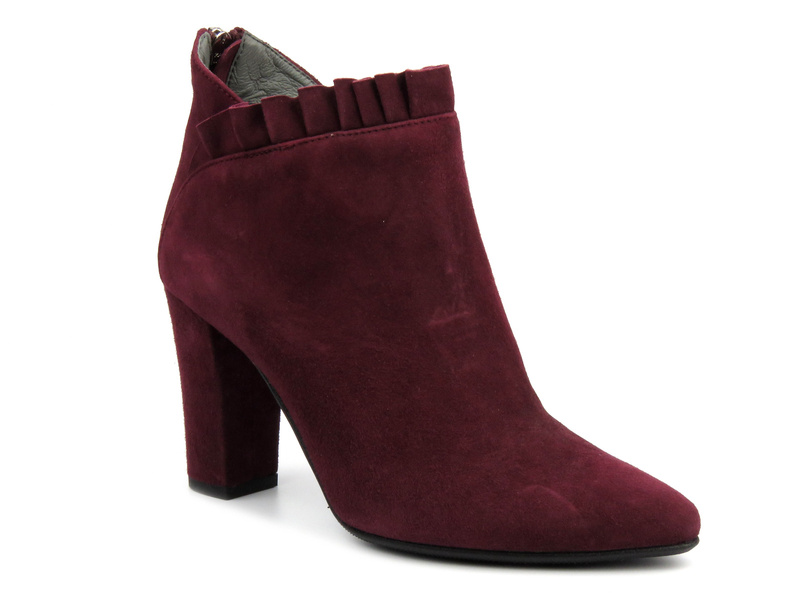 Dámské kožené kotníkové boty na vysokém podpatku - Kati 8022, vínová