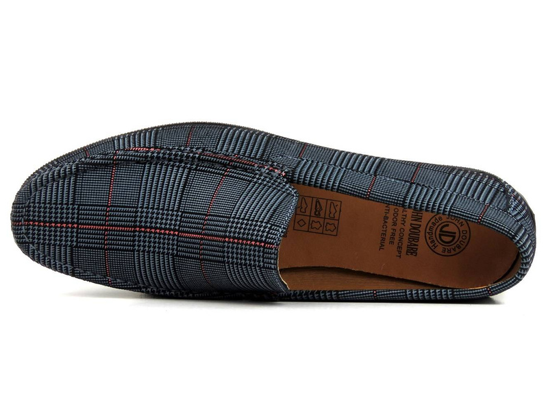 Vysoce kvalitní pánské mokasíny JOHN DOUBARE 628A-H-888, šedé kostkované