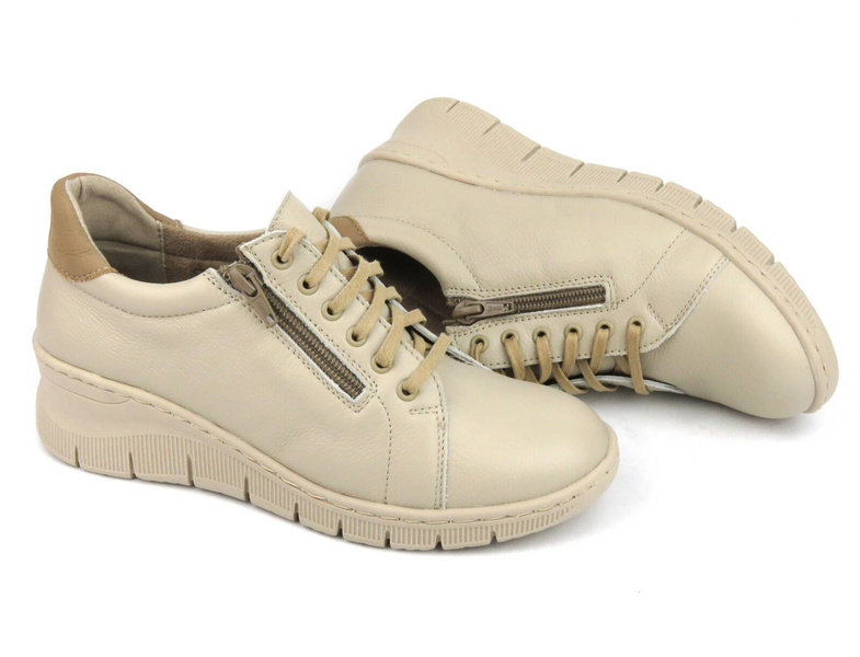 Dámské kožené boty - Wasak 0703, ecru