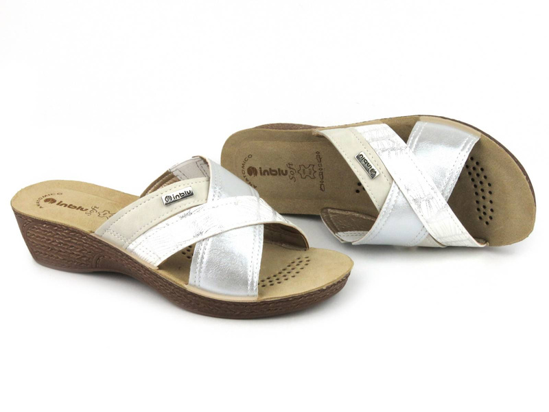 Lehké, pohodlné dámské žabky - INBLU GL-55, stříbrné