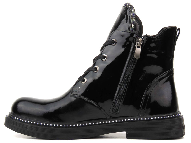 Dámské kotníkové boty z lakované kůže - VENEZIA 03-VAN, černá