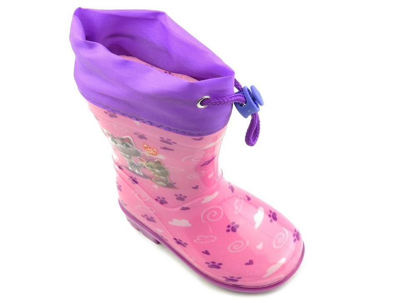 Dětské dívčí holínky Wellington s koťátky - American Club KAL 12/22 (05/21), růžové