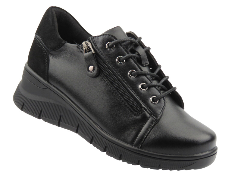 Pohodlné kožené dámské polobotky Vinceza 39964, černé