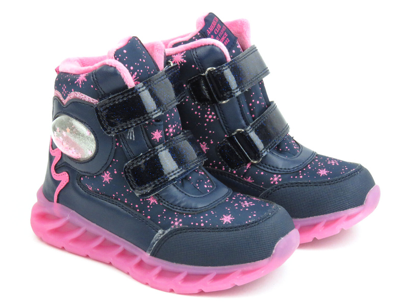 Dětské sněhule, svítící - AMERICAN CLUB ES 146/23, tmavě modrá