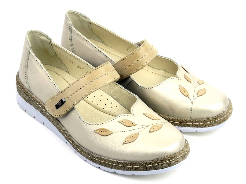 Kožená dámská jarně-letní obuv - HELIOS Komfort 341S, zlatá