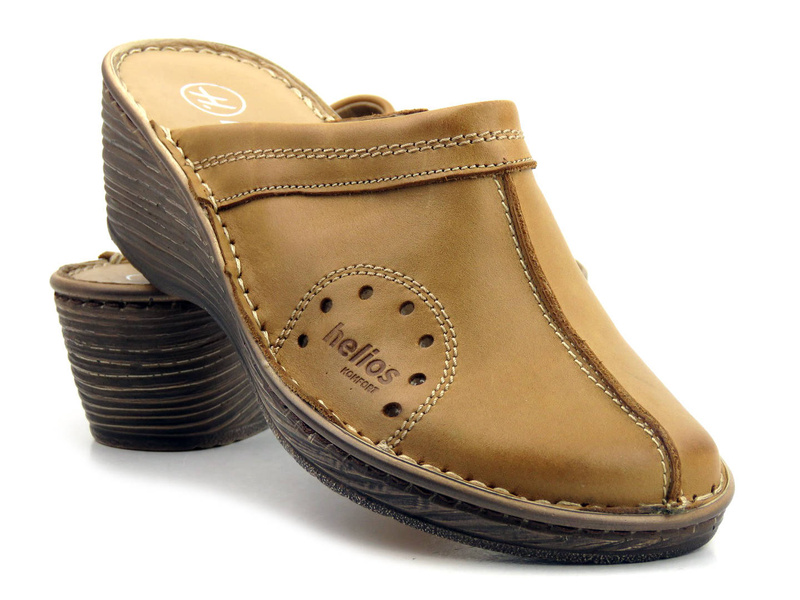 Pohodlné dámské sandály na klínku - HELIOS Komfort 624, světle hnědé 2