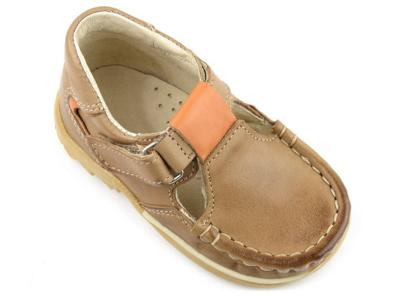 Kožené dětské boty se zapínáním na suchý zip - Helios 008