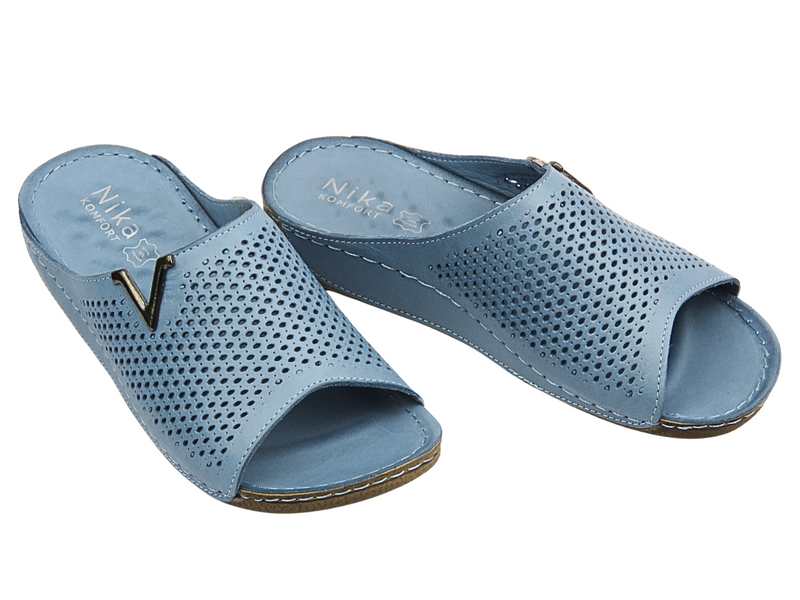 Pohodlné dámské pantofle modré Nika Komfort H-161
