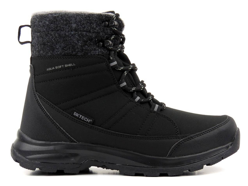 Sněhule, dámské zimní boty s materiálem Softshell - DK TECH 2104, černá a šedá